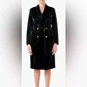 NWT Endless Rose Shiny Black Faux Leather Trench Coat size XS
